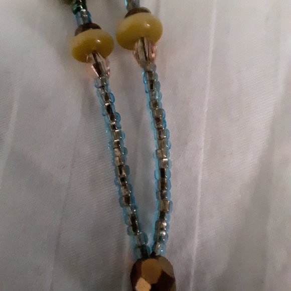 Blue Iridescent Seed Bead Necklace - Picture 11 of 13